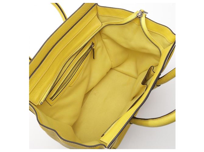 Céline Borsa a mano Celine Luggage Mini Shopper in pelle gialla - vista 3