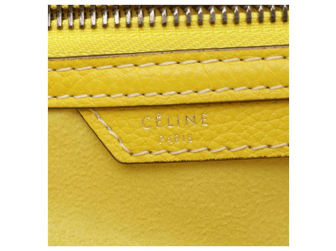 Céline Borsa a mano Celine Luggage Mini Shopper in pelle gialla - vista 4