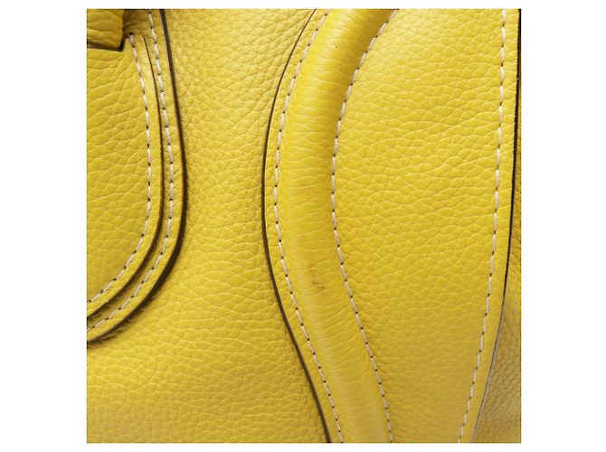 Céline Borsa a mano Celine Luggage Mini Shopper in pelle gialla - vista 7