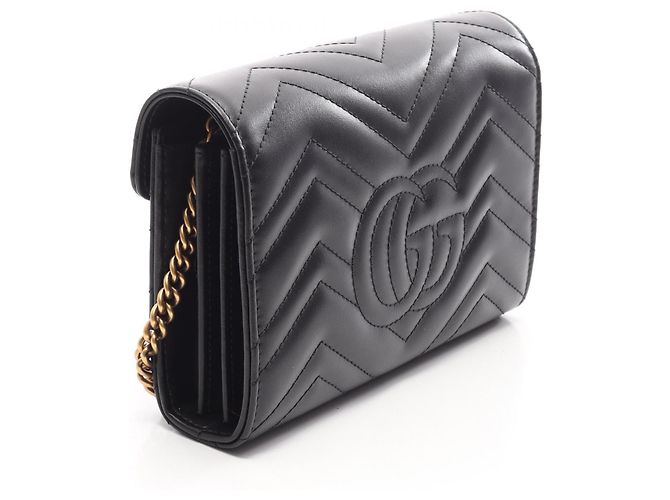 Borsa a tracolla Gucci GG Marmont in pelle nera - vista 2