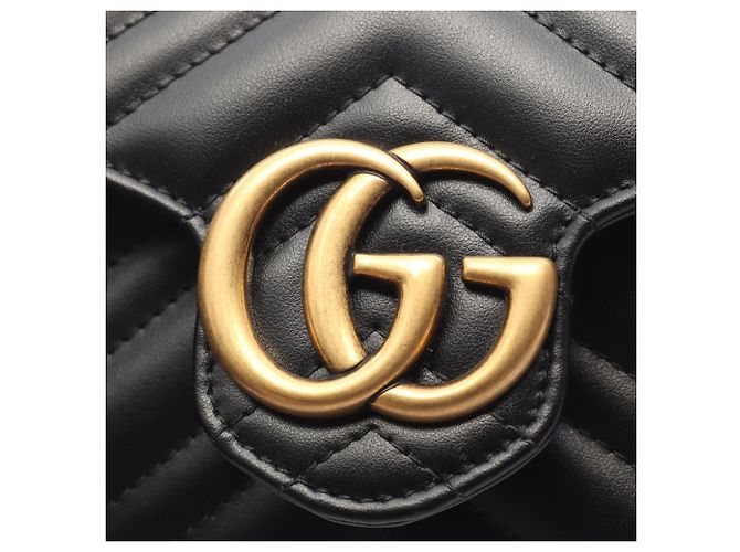 Borsa a tracolla Gucci GG Marmont in pelle nera - vista 6