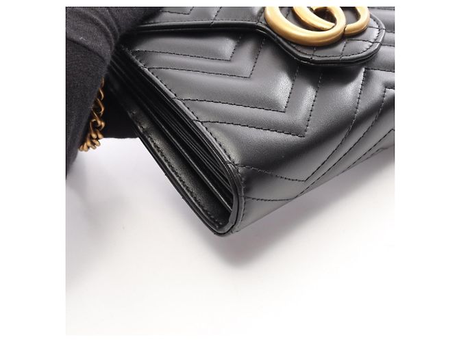 Borsa a tracolla Gucci GG Marmont in pelle nera - vista 7