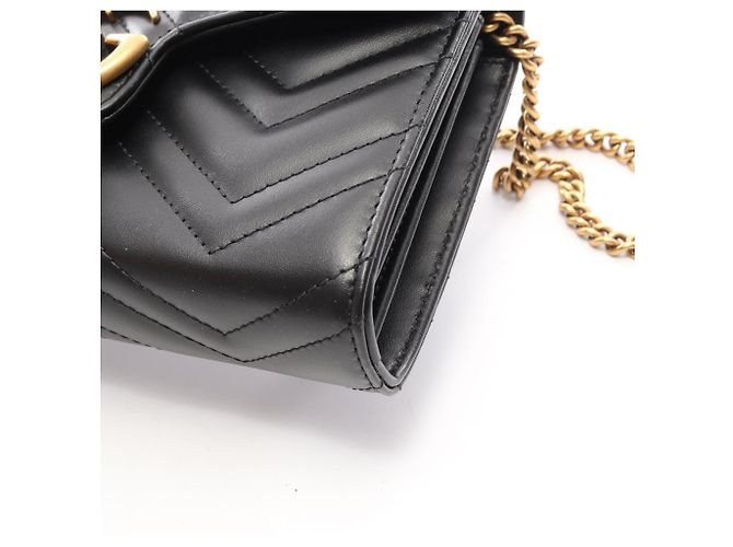 Borsa a tracolla Gucci GG Marmont in pelle nera - vista 8