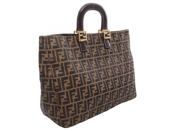 Borsa Tote Fendi Zucca Marrone Pelle e Tela - vista 2