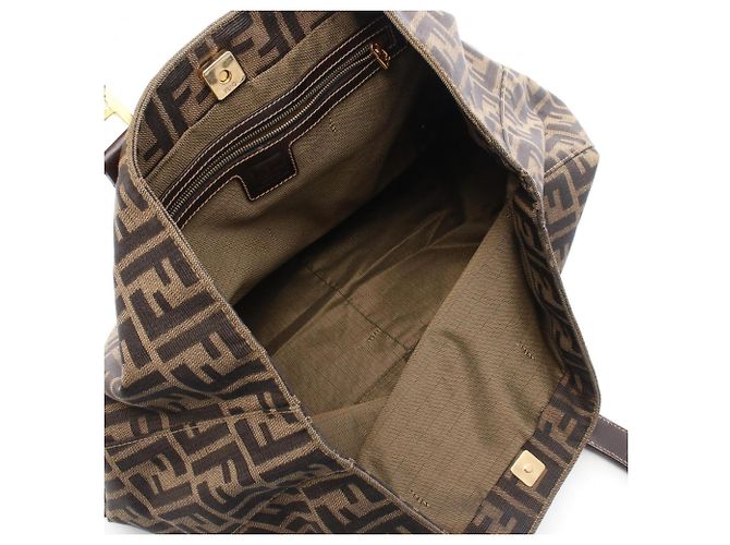 Borsa Tote Fendi Zucca Marrone Pelle e Tela - vista 3