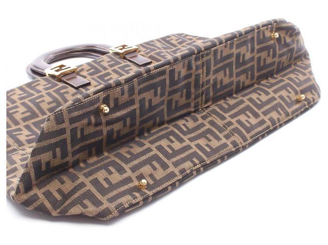 Borsa Tote Fendi Zucca Marrone Pelle e Tela - vista 7