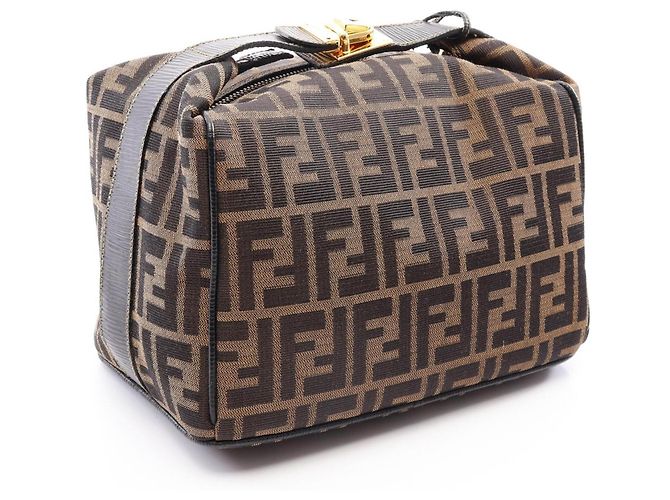 Fendi Zucca Handbag Brown and Black Leather and Cloth - view 2