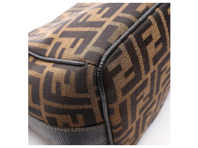 Fendi Zucca Handbag Brown and Black Leather and Cloth - view 6