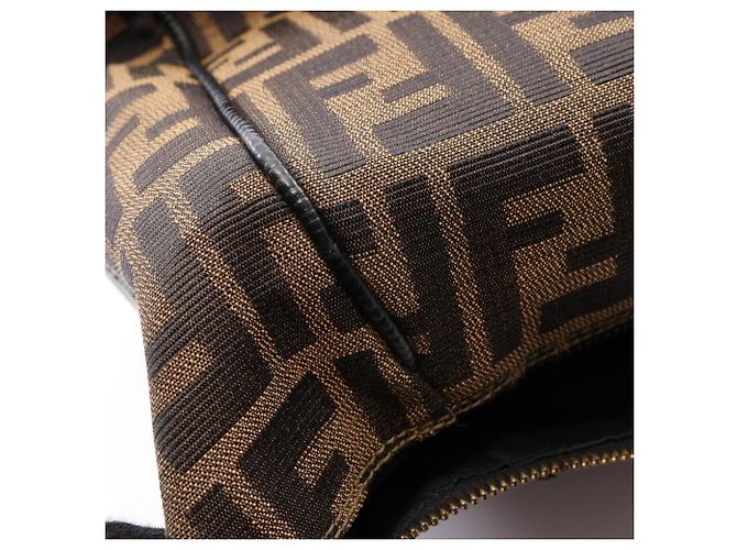 Fendi Zucca Handbag Brown and Black Leather and Cloth - view 8