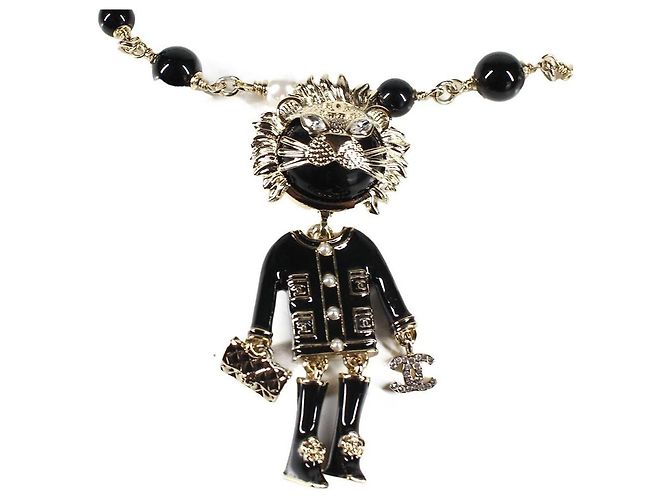 Chanel Collana Coco Lion Perle Nere Oro - vista 2