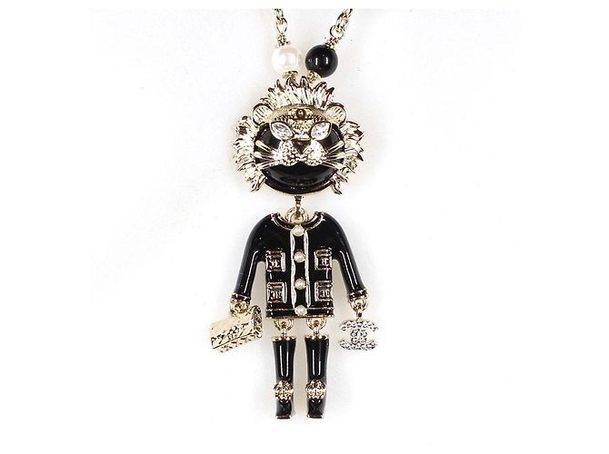 Chanel Collana Coco Lion Perle Nere Oro - vista 4