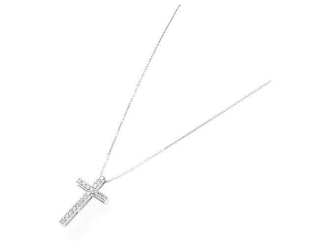 Autre Marque Collana Croce in Oro Bianco Au750 e Diamanti - vista 2