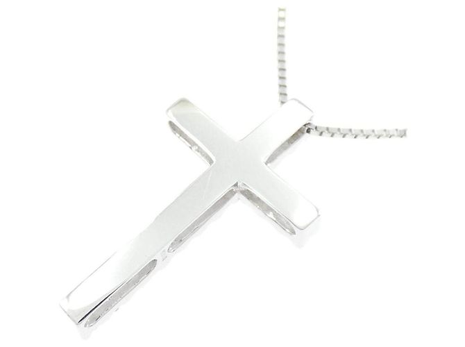 Autre Marque Collana Croce in Oro Bianco Au750 e Diamanti - vista 4