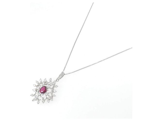 Autre Marque Collana Pt900 Pt850 Rubino Diamante - vista 2