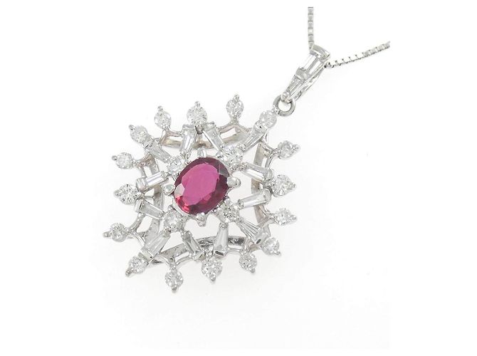 Autre Marque Collana Pt900 Pt850 Rubino Diamante - vista 3
