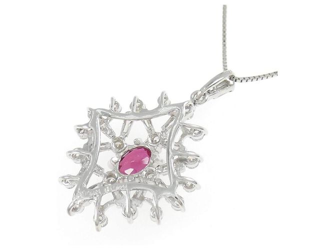 Autre Marque Collana Pt900 Pt850 Rubino Diamante - vista 4