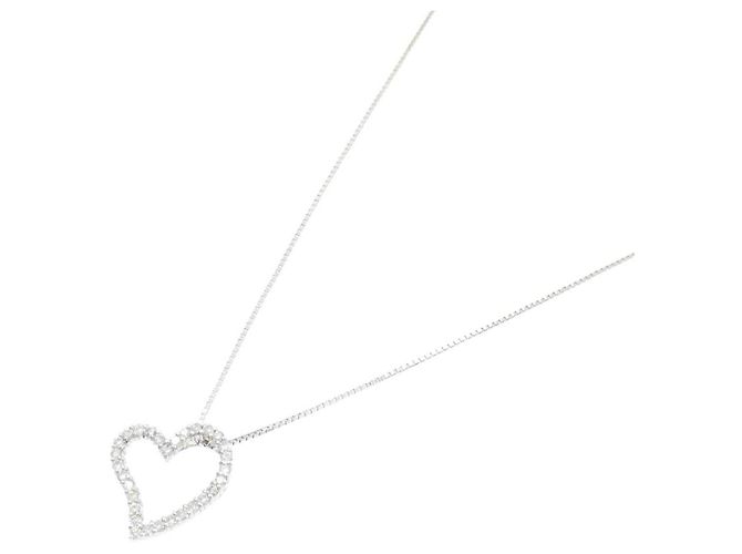 Autre Marque Collana a cuore in oro bianco Au750 e diamanti - vista 2