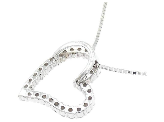 Autre Marque Collana a cuore in oro bianco Au750 e diamanti - vista 4