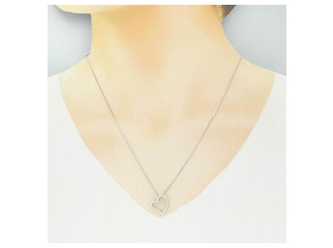 Autre Marque Collana a cuore in oro bianco Au750 e diamanti - vista 6