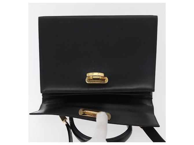 Salvatore Ferragamo Gancini Hand Bag Leather 2way Black Gold - vista 12