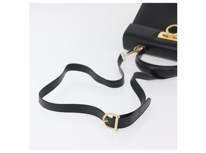 Salvatore Ferragamo Gancini Hand Bag Leather 2way Black Gold - vista 15