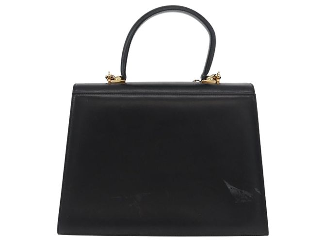 Salvatore Ferragamo Gancini Hand Bag Leather 2way Black Gold - vista 2