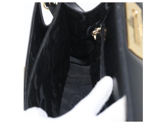 Salvatore Ferragamo Gancini Hand Bag Leather 2way Black Gold - vista 23