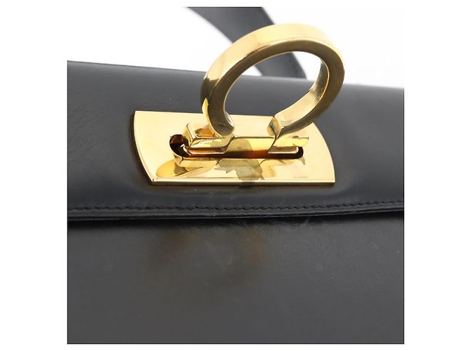 Salvatore Ferragamo Gancini Hand Bag Leather 2way Black Gold - vista 29