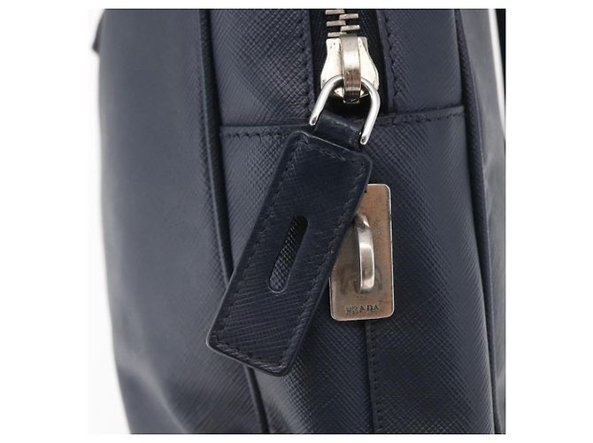 PRADA Hand Bag Safiano leather Navy Silver - vista 10
