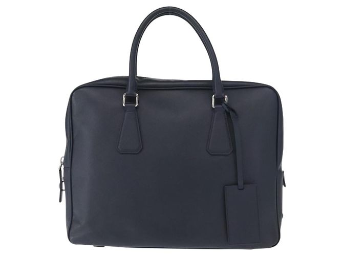 PRADA Hand Bag Safiano leather Navy Silver - vista 13