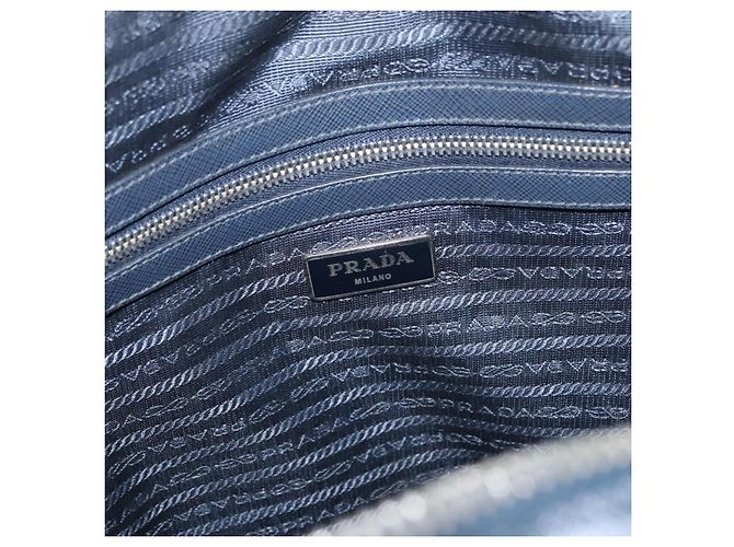PRADA Hand Bag Safiano leather Navy Silver - vista 19