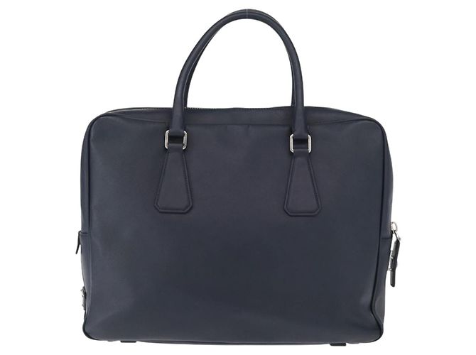 PRADA Hand Bag Safiano leather Navy Silver - vista 2
