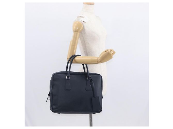 PRADA Hand Bag Safiano leather Navy Silver - vista 24