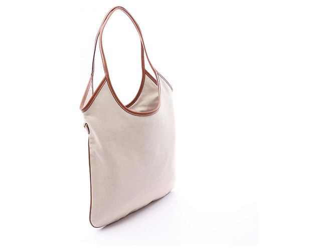 Borsa Tote Miu Miu Ivy marrone e avorio pelle e tela - vista 2