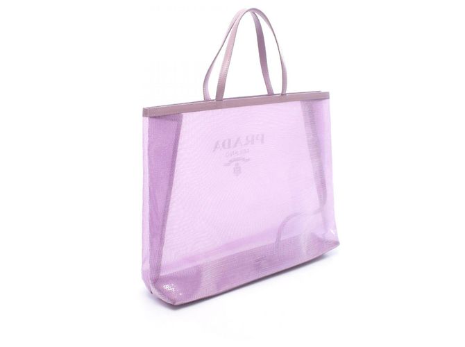 Borsa Tote Prada in pelle e mesh viola - vista 2