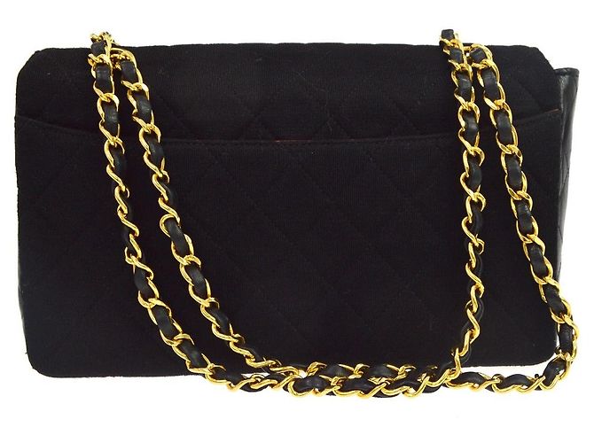 Chanel Vintage CC Chain Flap Quilted Jersey and Lambskin Medium - vista 2