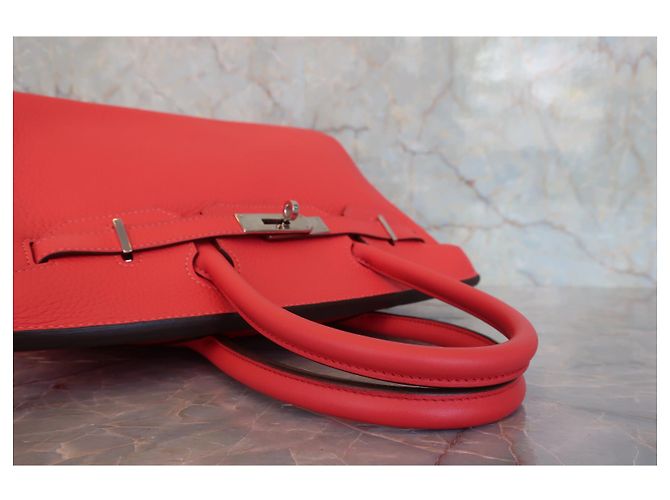 Hermès Birkin 30 Rotes Clémence Leder - Ansicht 10
