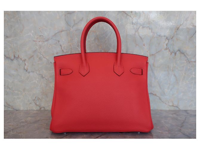 Hermès Birkin 30 Rotes Clémence Leder - Ansicht 3