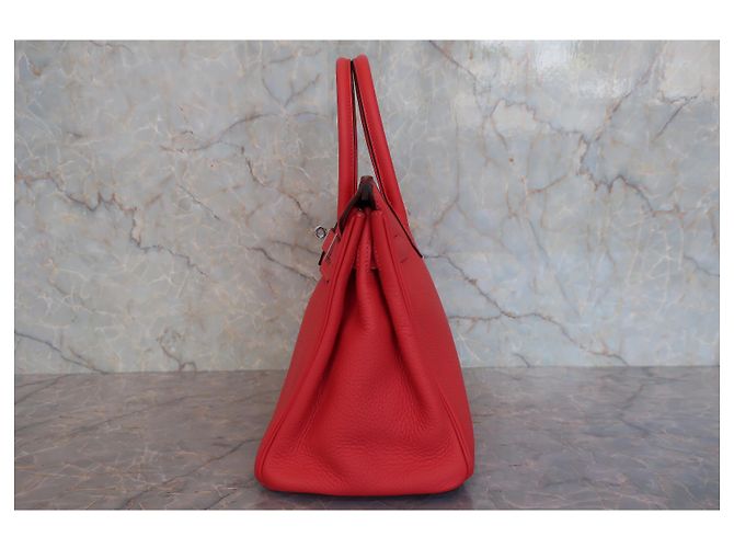 Hermès Birkin 30 Rotes Clémence Leder - Ansicht 4