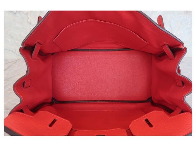 Hermès Birkin 30 Rotes Clémence Leder - Ansicht 5