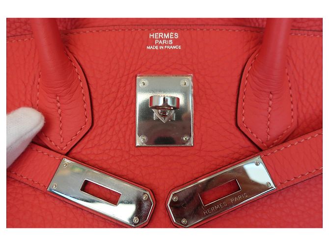 Hermès Birkin 30 Rotes Clémence Leder - Ansicht 6