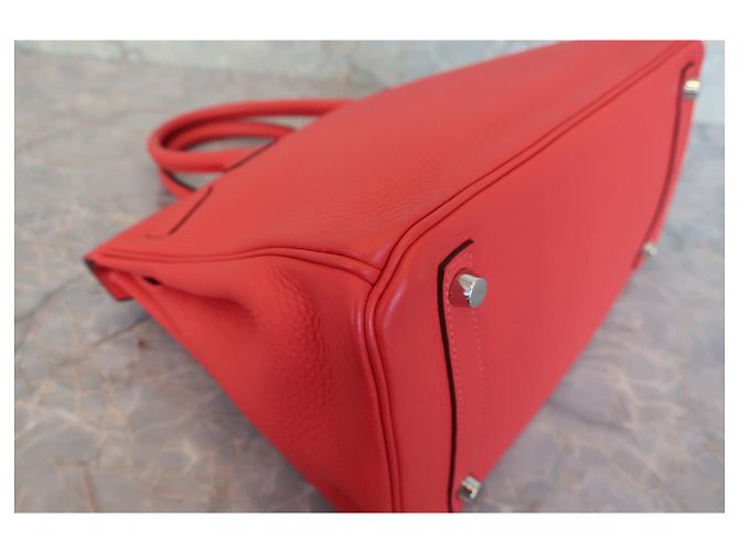 Hermès Birkin 30 Rotes Clémence Leder - Ansicht 7