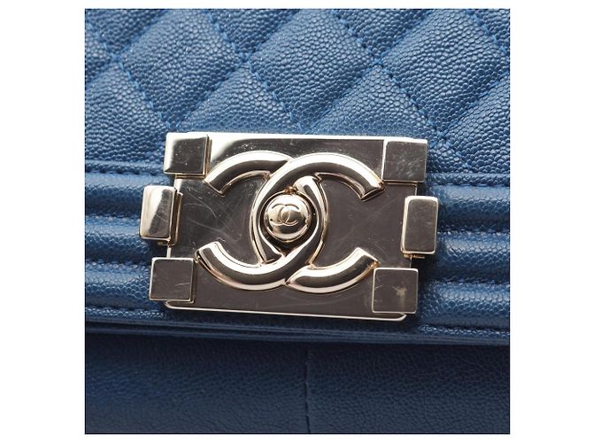 Borsa a tracolla Chanel Boy in blu - vista 7