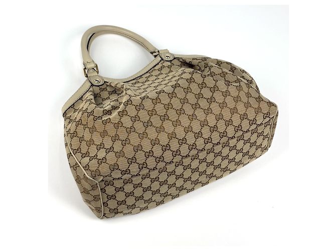 Borsa Gucci Sukey beige in tela GG e pelle - vista 2