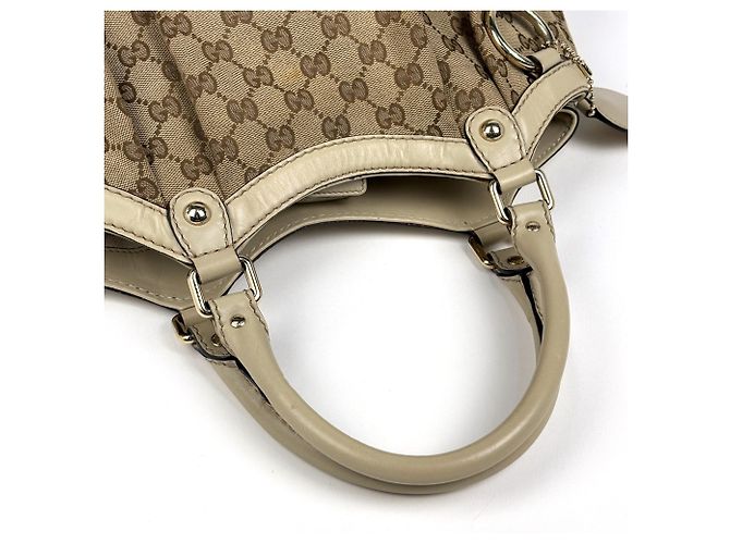Borsa Gucci Sukey beige in tela GG e pelle - vista 7