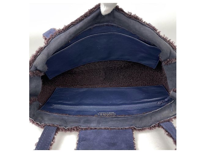 Borsa a mano Chanel in pelle blu navy - vista 10