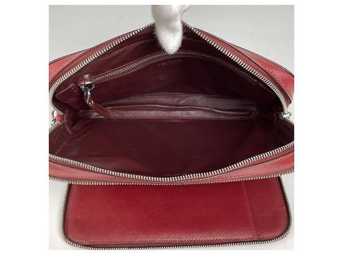 Pochette Prada en cuir Saffiano rouge - vue 5