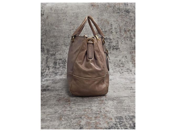 Borsa Prada in pelle verniciata marrone - vista 4