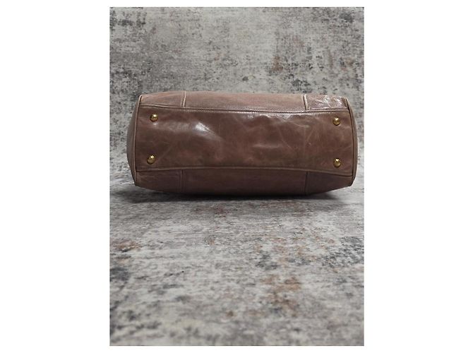 Borsa Prada in pelle verniciata marrone - vista 5
