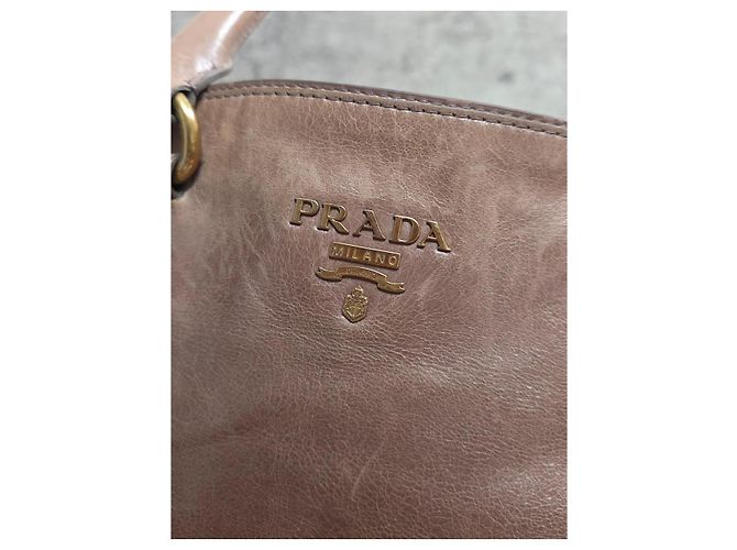 Borsa Prada in pelle verniciata marrone - vista 8
